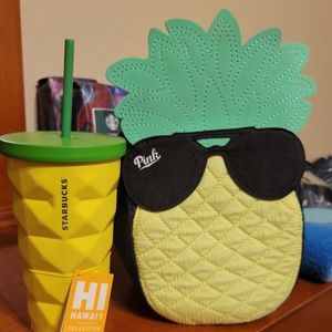 STARBUCKS and PINK Pineapple Tumbler and Cooler Bag Combo